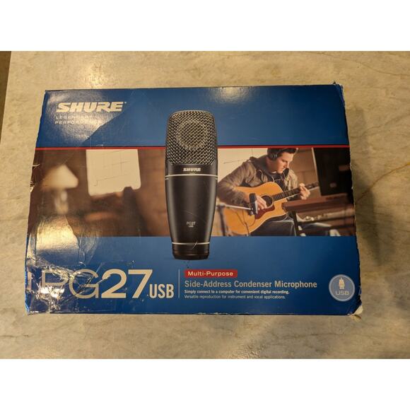 Shure PG27-USB Multi-Purpose Condenser Microphone in box w/Cable Stand Mount - Picture 1 of 11